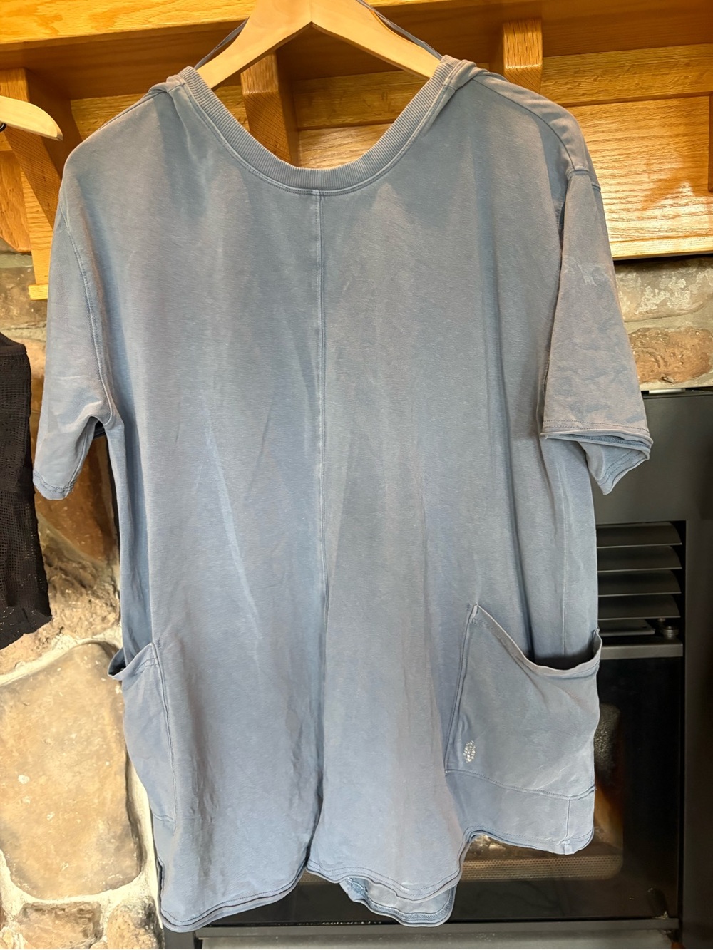Free People Men's Short-Sleeve Washed Blue Pocket Tee